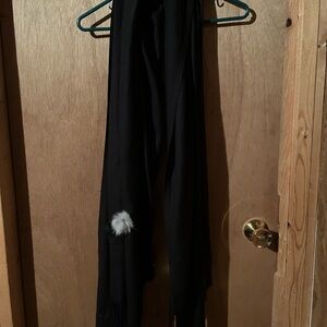 Black Scarf with Pom Poms